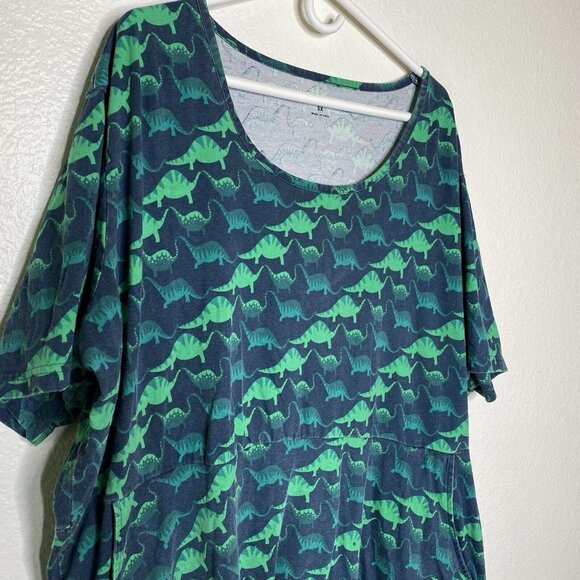 Svaha Dress Women's Blue Sz 5X Green Dinosaur Print - Picture 4 of 8